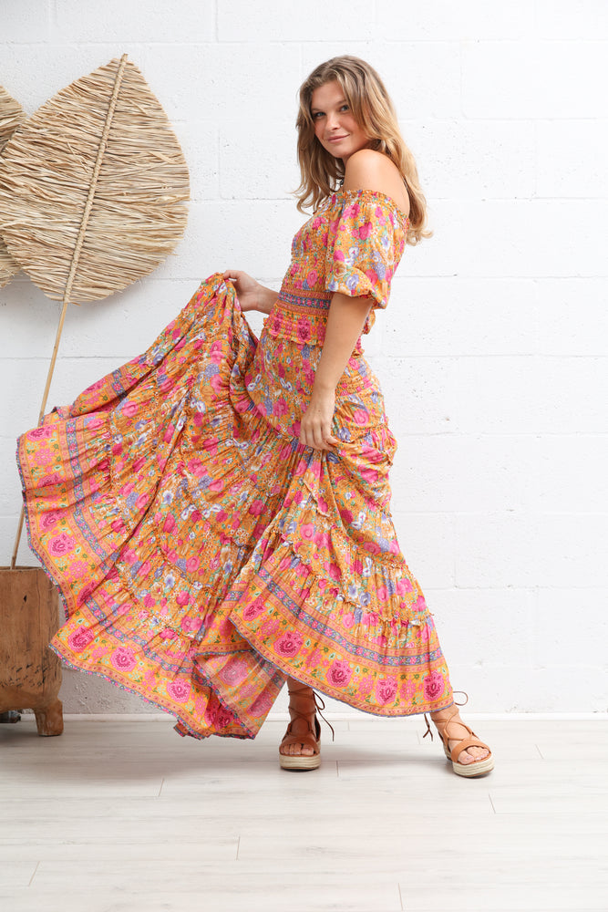 Calypso Maxi Skirt in Citrus