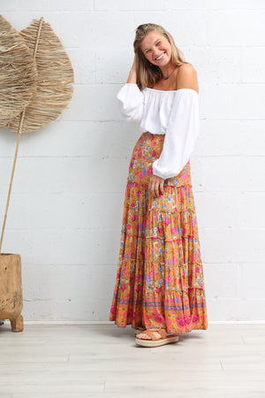 Calypso Maxi Skirt in Citrus