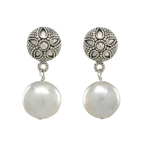 
            
                Load image into Gallery viewer, Antiqued Pearl Drop Earrings
            
        