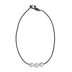 Triple Baroque Freshwater Pearl Slide Necklace