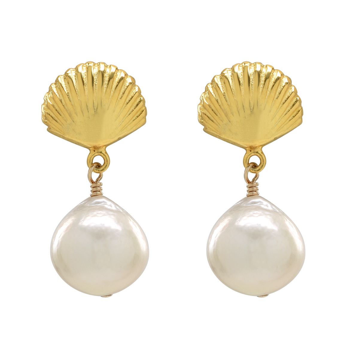Scallop Shell Pearl Studs Sea Lustre Jewelry