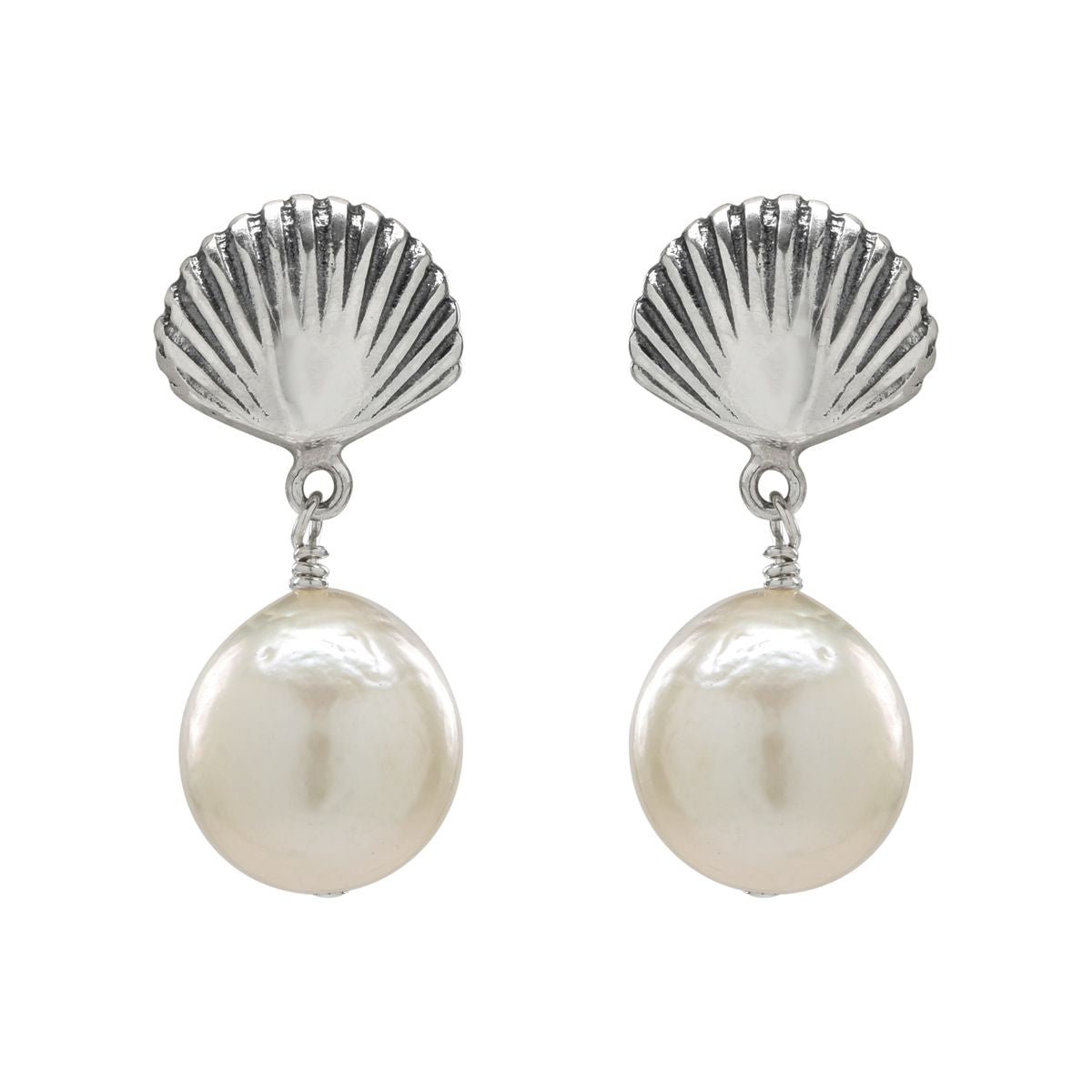 Scallop Shell Pearl Studs Sea Lustre Jewelry