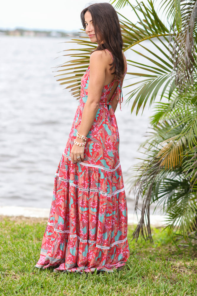 Indie Lace Maxi Dress in Taro Palm