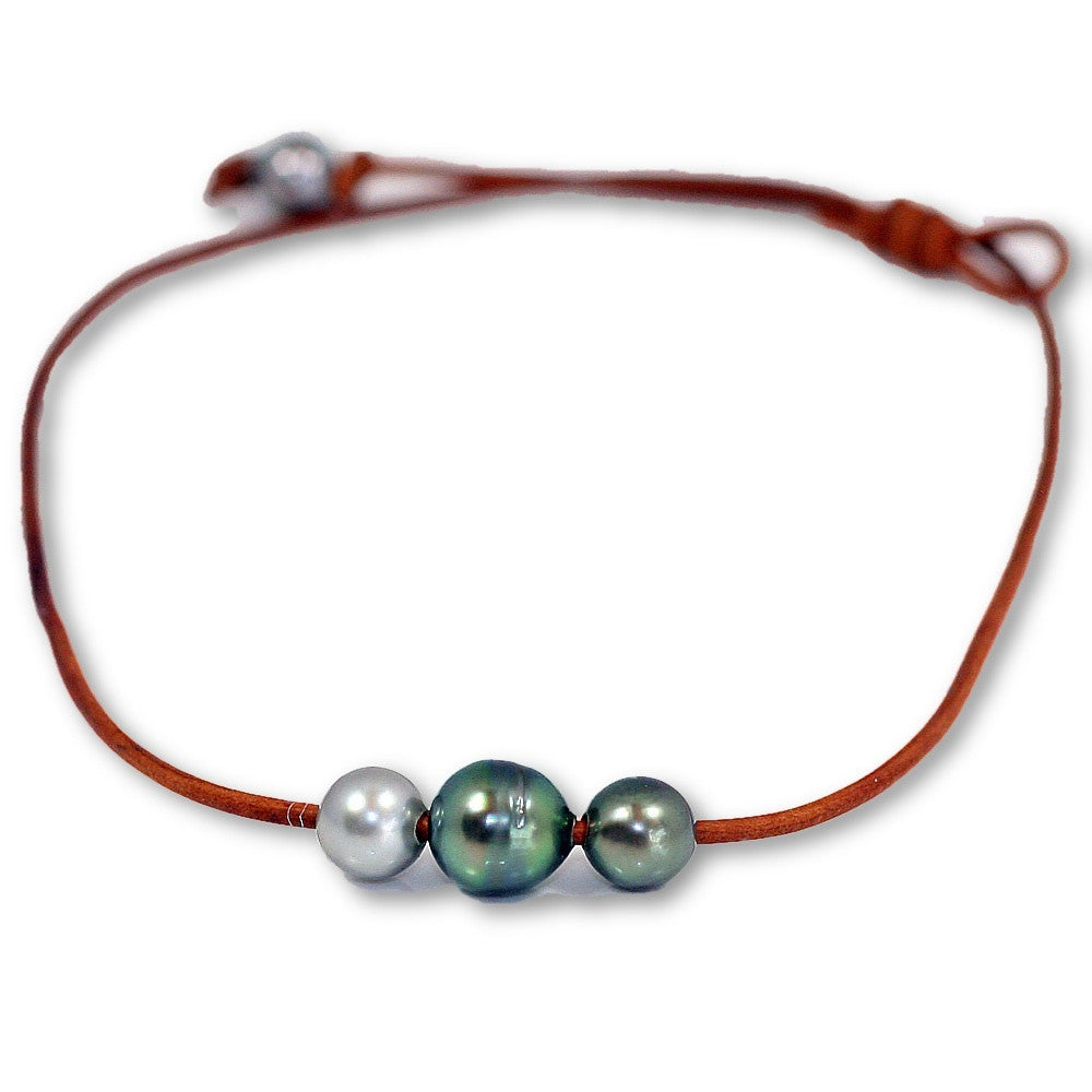Triple Tahitian Pearl Slide Necklace -- Sea Lustre Jewelry - 1