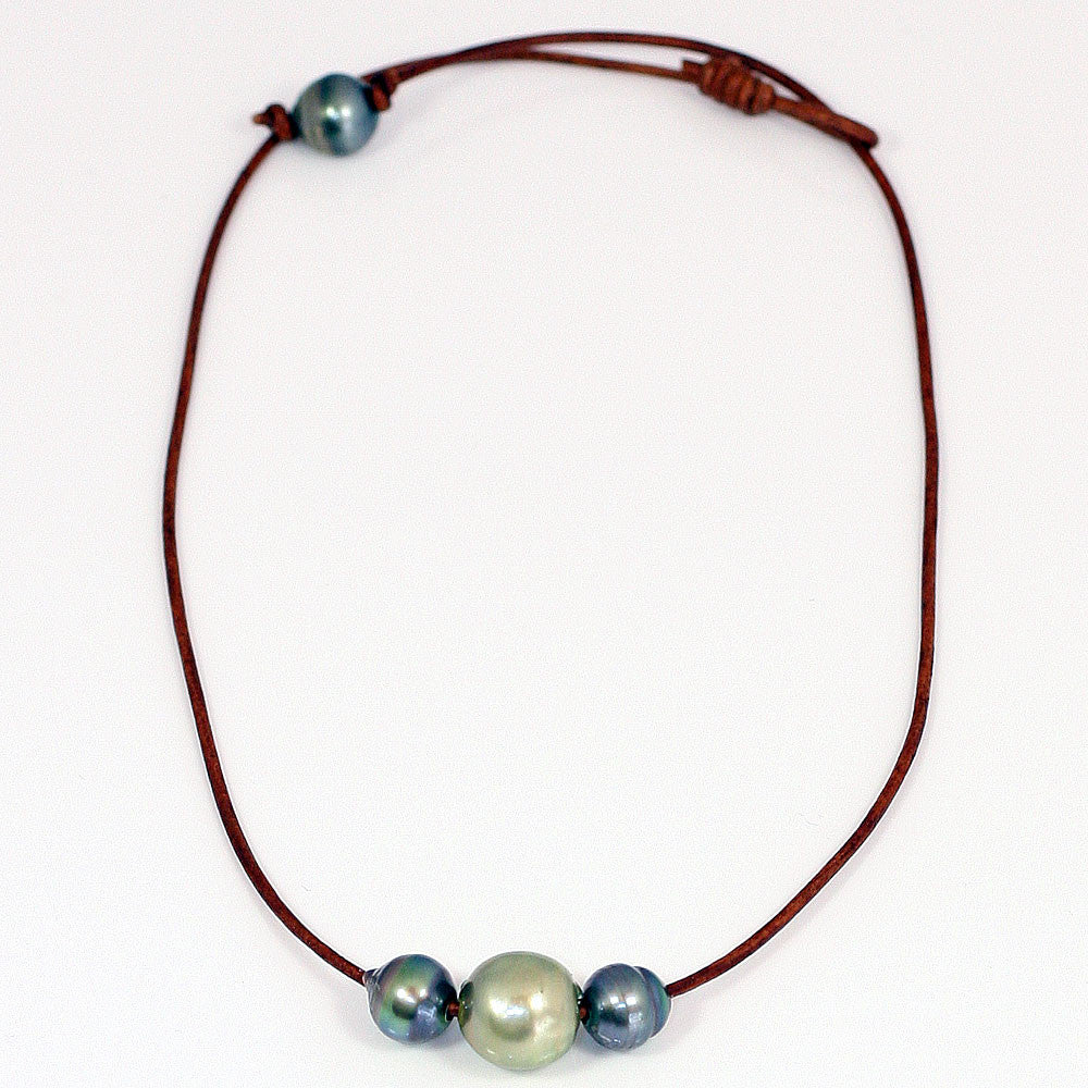 Triple Tahitian Pearl Slide Necklace -- Sea Lustre Jewelry - 2