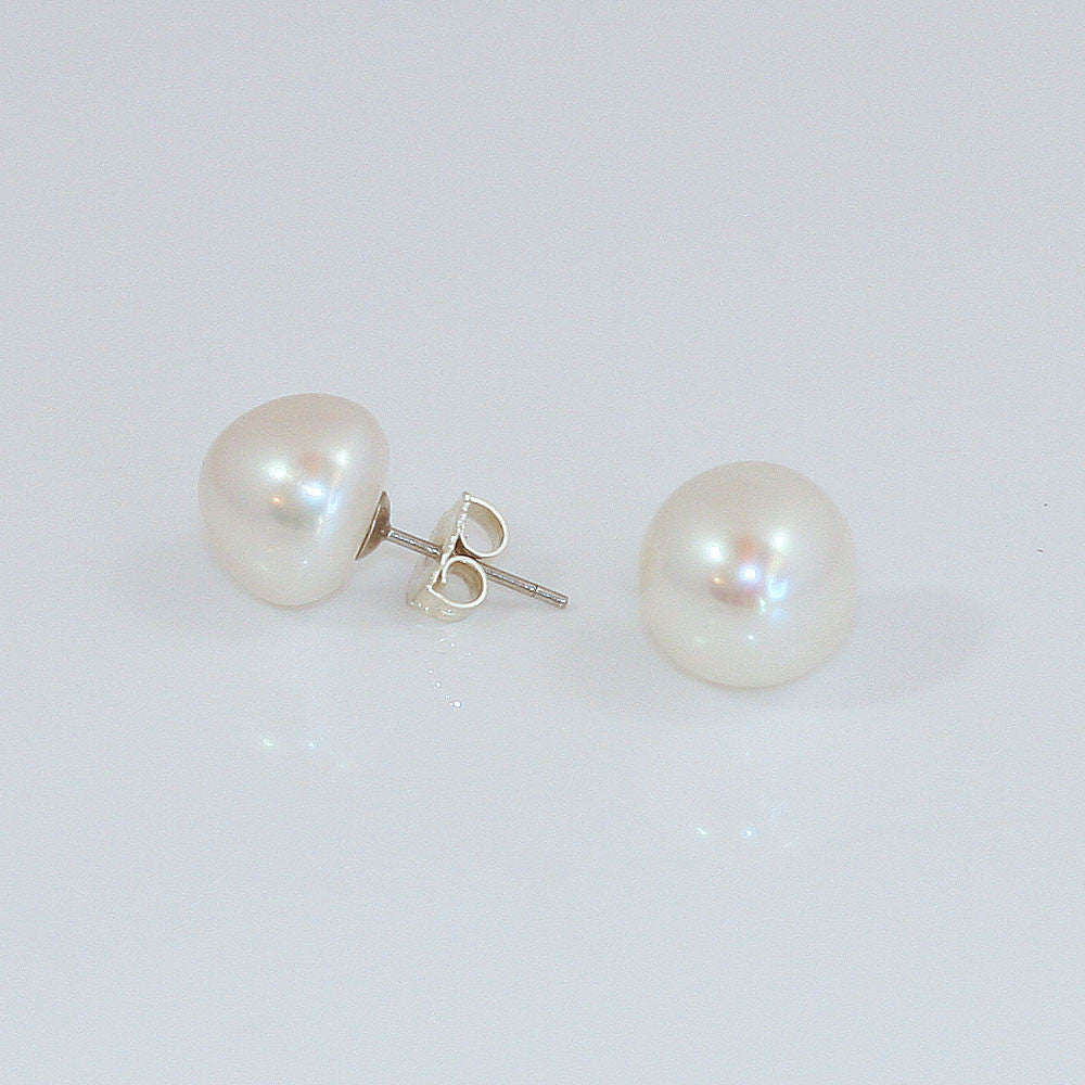 Sterling Silver 12mm White Freshwater Pearl Studs -- Sea Lustre Jewelry - 2