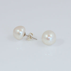 Sterling Silver 12mm White Freshwater Pearl Studs -- Sea Lustre Jewelry - 2