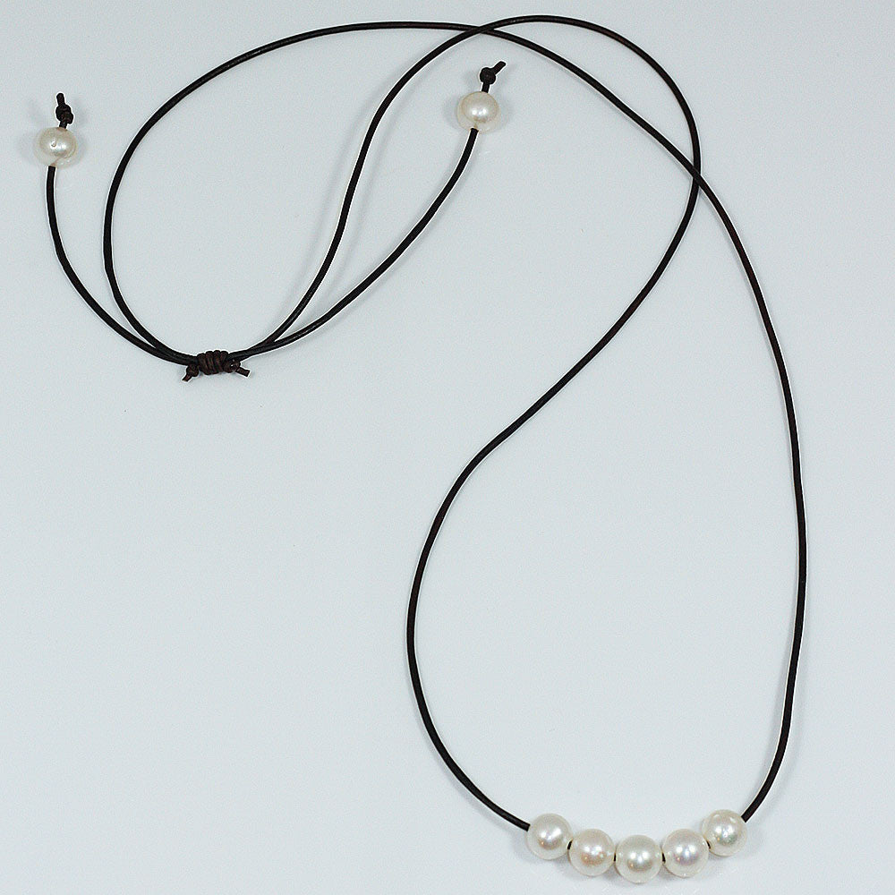 Freshwater Pearl Five Slide Necklace -- Sea Lustre Jewelry - 2