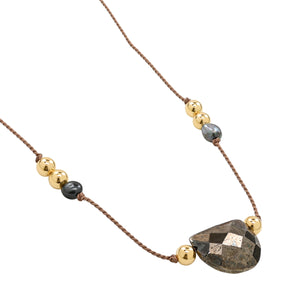 
            
                Load image into Gallery viewer, Pyrite &amp;amp; Tahitian Traveler Necklace
            
        