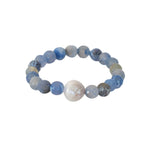 Freshwater Pearl & Blue Fire Agate Stretch Bracelet