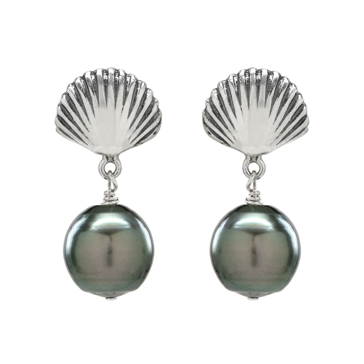 Scallop Shell Tahitian Stud Earrings Sea Lustre Jewelry