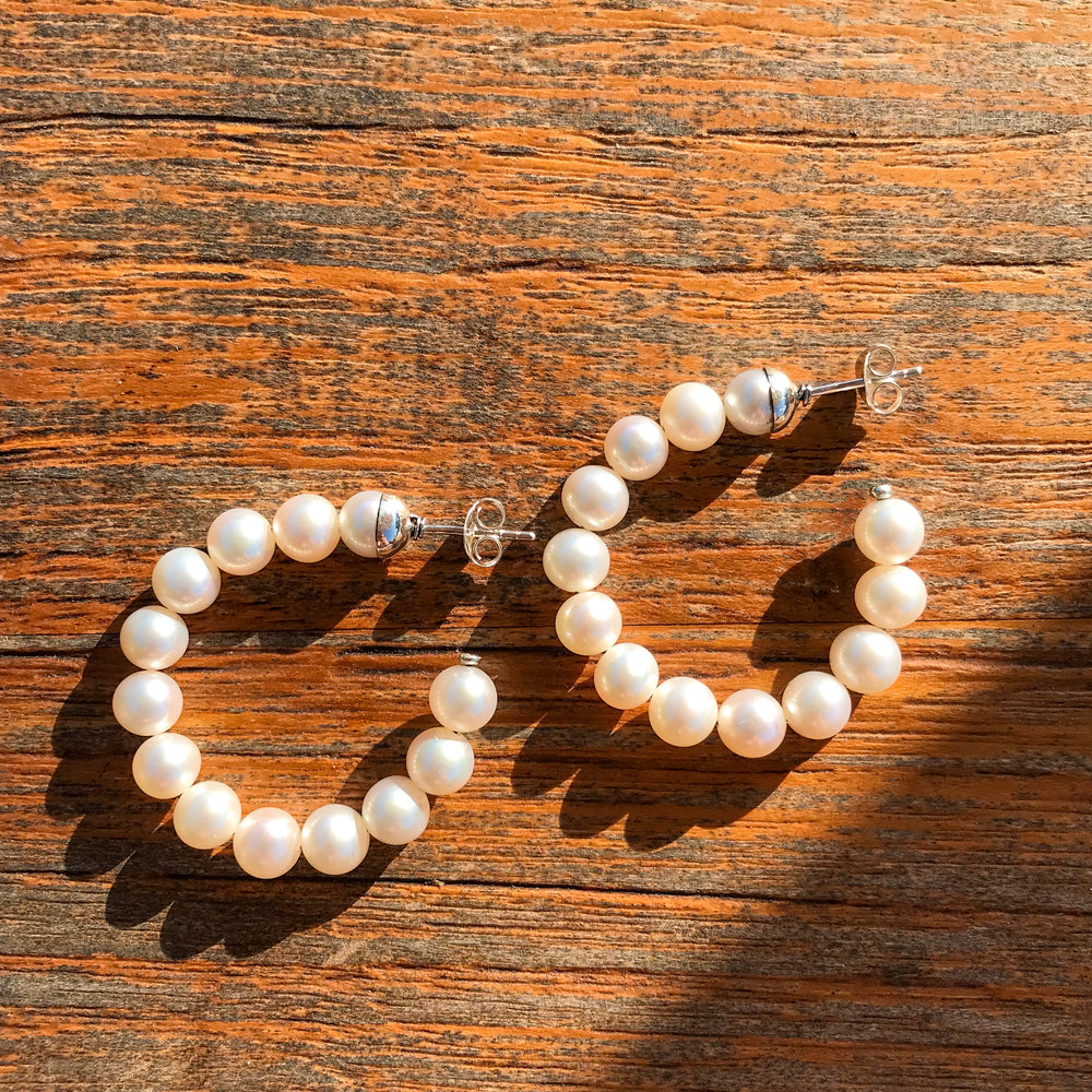 Large Pearl Hoops