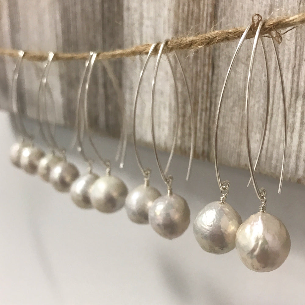 Sterling Silver Baroque Pearl Threader Earrings