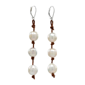 Leather & Pearl Trio Earring