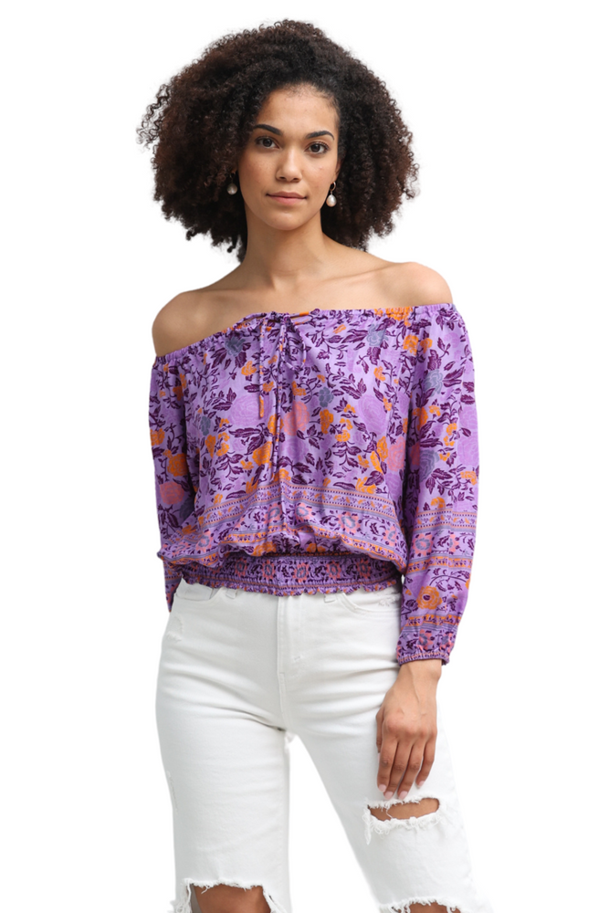 Cali Off the Shoulder Top in Purple Crush