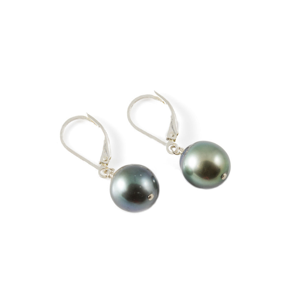 Classic Tahitian Pearl Leverback Drop Earring -- Sea Lustre Jewelry - 1