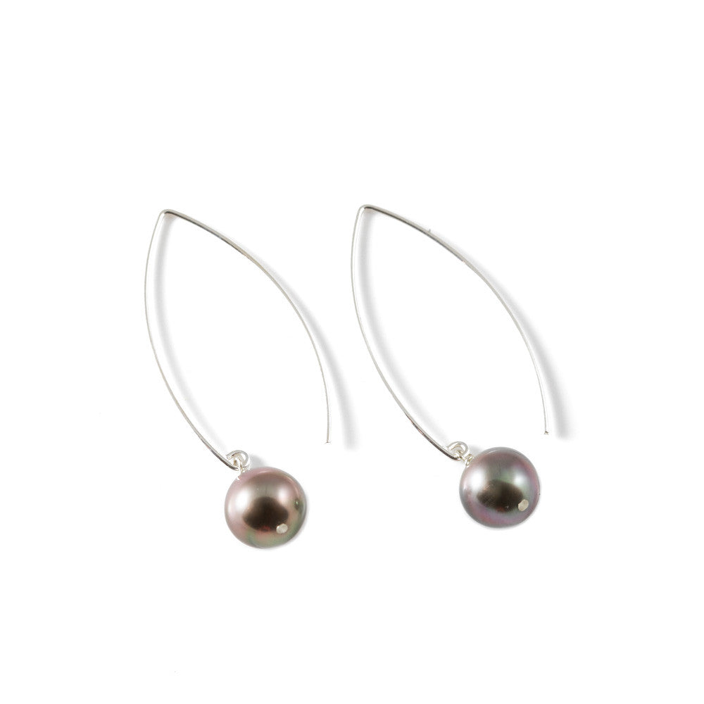 
                  
                    Sterling Silver Tahitian Pearl Threader Earrings -- Sea Lustre Jewelry - 1
                  
                