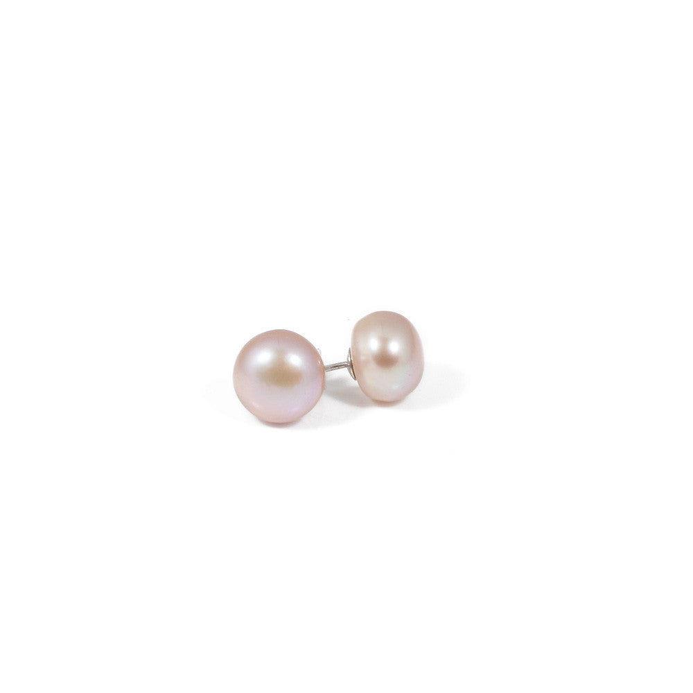 Sterling Silver 10-11mm Pink Freshwater Pearl Studs -- Sea Lustre Jewelry