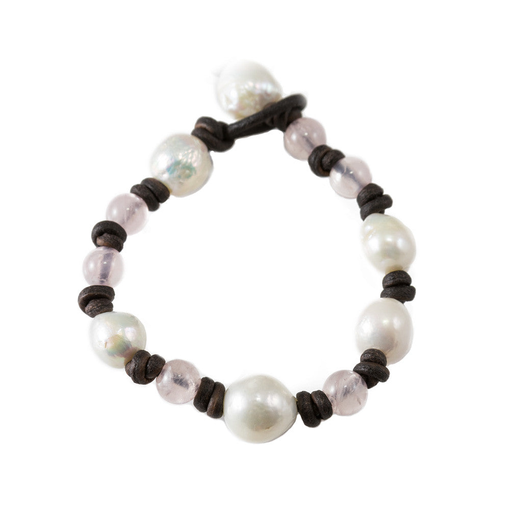 
            
                Load image into Gallery viewer, Rose Quartz &amp;amp; Baroque Pearl Bracelet -- Sea Lustre Jewelry - 2
            
        