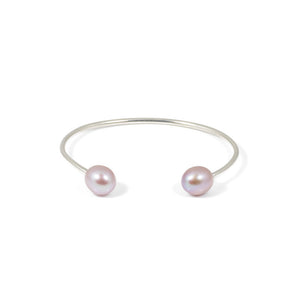 Sterling Silver Pink Freshwater Pearl Cuff Bracelet -- Sea Lustre Jewelry