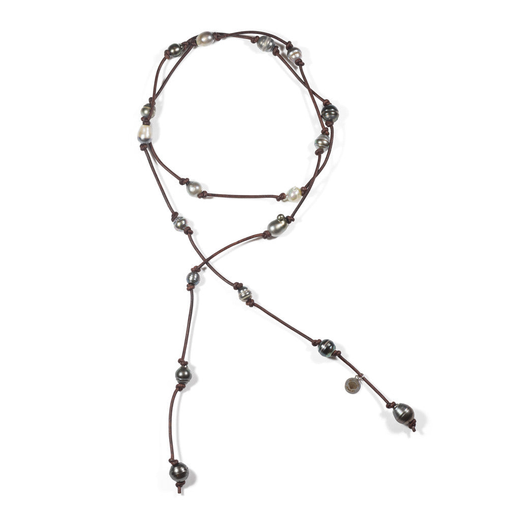 
            
                Load image into Gallery viewer, Weekender Necklace in Black Tahitian Pearls -- Sea Lustre Jewelry - 1
            
        