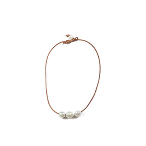 Triple Baroque Freshwater Pearl Slide Necklace -- Sea Lustre Jewelry - 1