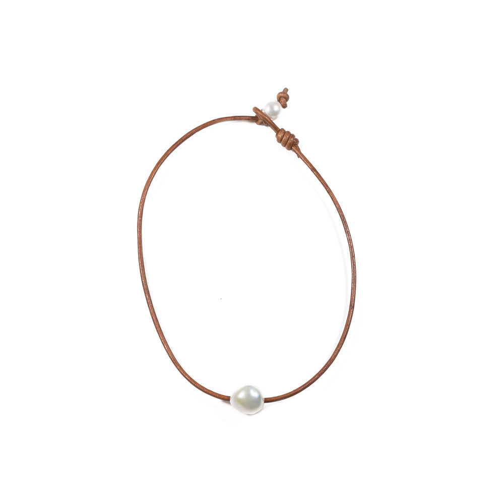 Single Baroque Freshwater Pearl Slide Necklace -- Sea Lustre Jewelry - 1