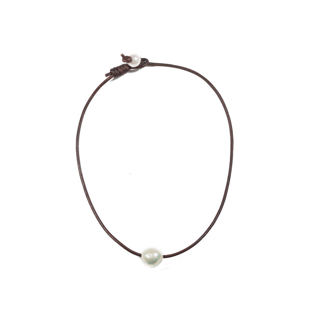 Single Baroque Freshwater Pearl Slide Necklace -- Sea Lustre Jewelry - 2