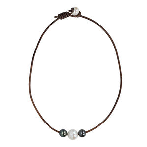 
            
                Load image into Gallery viewer, Tahitian &amp;amp; Freshwater Pearl Triple Slide Necklace
            
        
