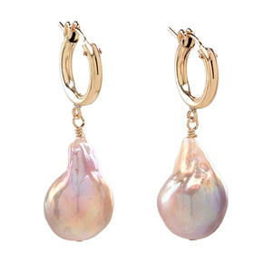 
            
                Load image into Gallery viewer, Classic Pink Freshwater Pearl Hoops
            
        