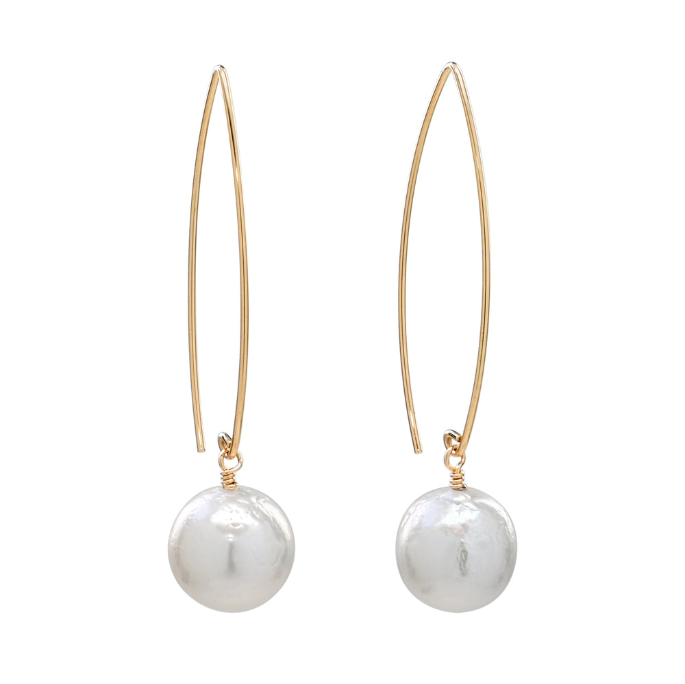 
            
                Load image into Gallery viewer, Yellow Gold Baroque Pearl Threaders
            
        