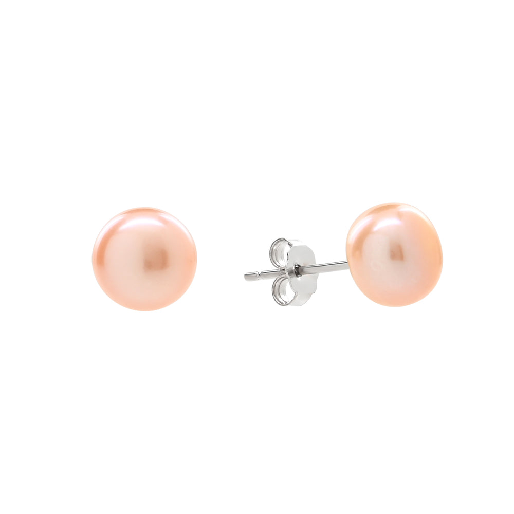 Sterling Silver 8mm Peach Freshwater Pearl Studs