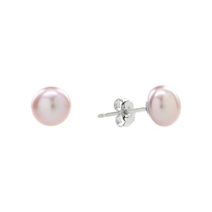 
            
                Load image into Gallery viewer, Sterling Silver 8mm Pink Freshwater Pearl Studs
            
        