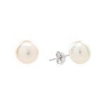 Sterling Silver 10-11mm White Freshwater Pearl Studs